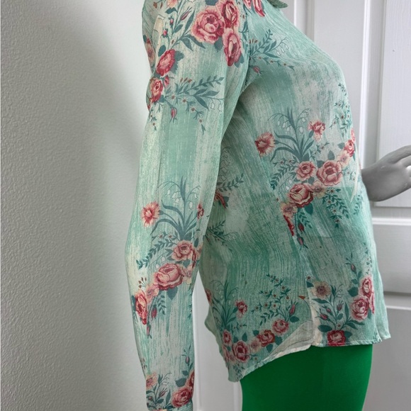 Stuffed shirt Vintage 60s 70s Sheer Shirt Floral Blouse.Size 11/32. A41 - Picture 10 of 15